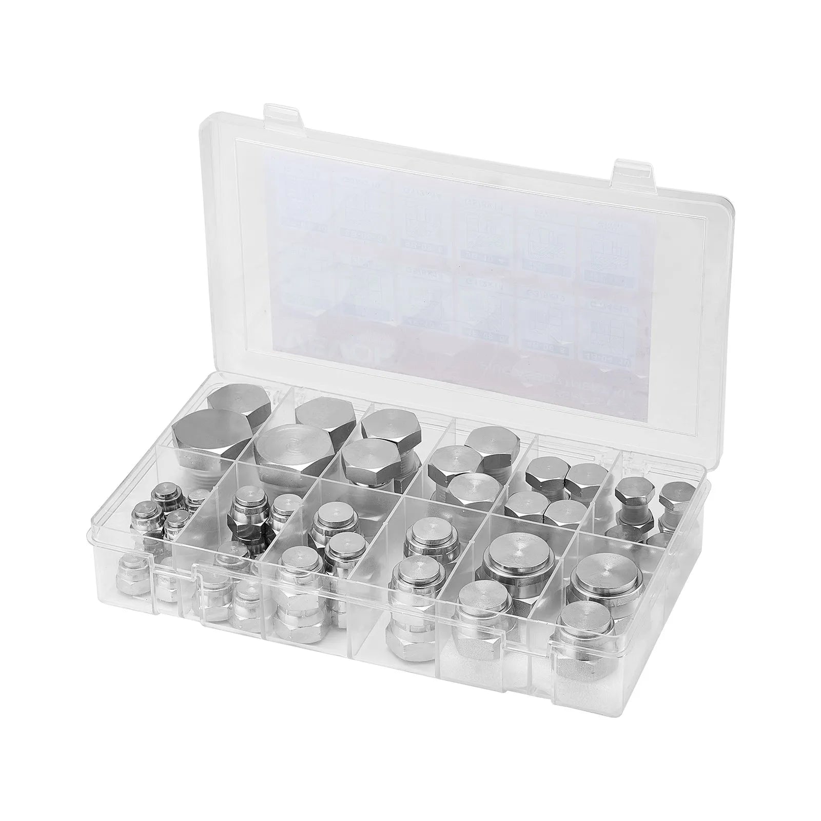 VEVOR 64 PCS BSPP Hydraulic Fitting Galvanized Cap & Plug Assortment Adapter Kit