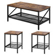 VEVOR 3 Pieces Living Room Table Sets 41.3 in Coffee Table with 2 End Tables
