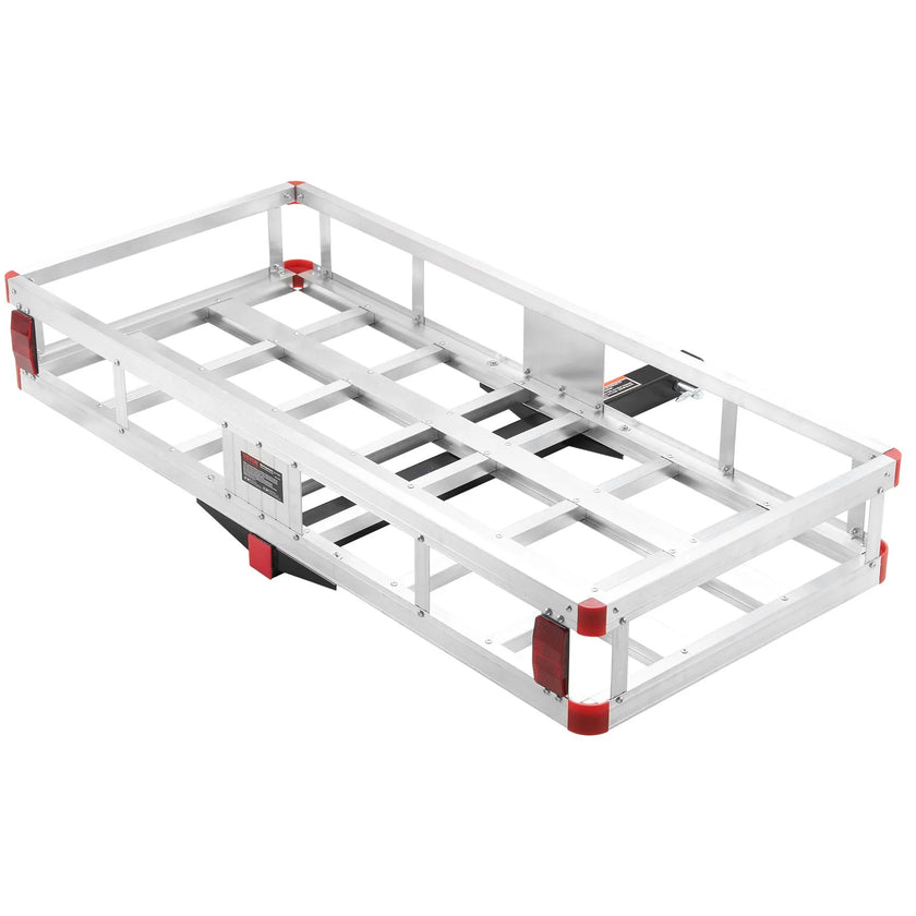 VEVOR 49.4 x 22.4 x 7.1 in Hitch Cargo Carrier, 500lb Capacity Trailer Hitch Mount Aluminum Cargo Basket, Luggage Carrier Rack Fits 2