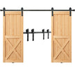 VEVOR 8FT Sliding Barn Door Hardware Kit, 330LBS Heavy Duty Barn Door Track Kit for Double Doors, Fit 3.7-4.3FT Total Wide and 1.3
