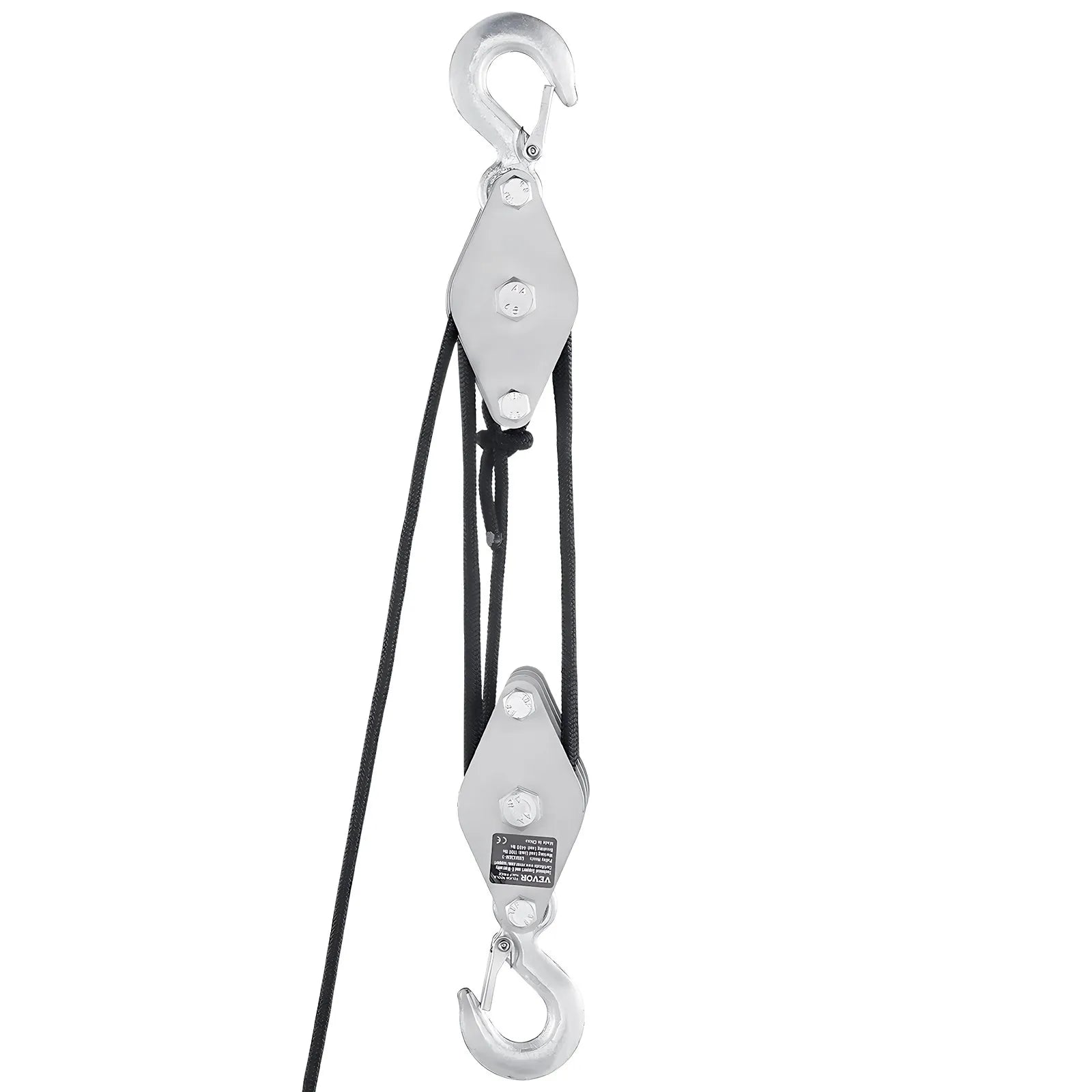 VEVOR 100 ft Rope Hoist Pulley Wheel Block and Tackle Puller 5:1 Ratio 4400 lbs