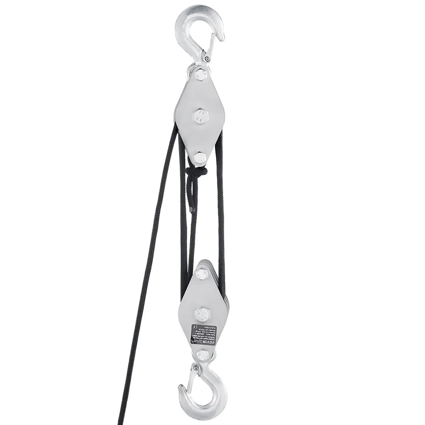 VEVOR 100 ft Rope Hoist Pulley Wheel Block and Tackle Puller 5:1 Ratio 4400 lbs