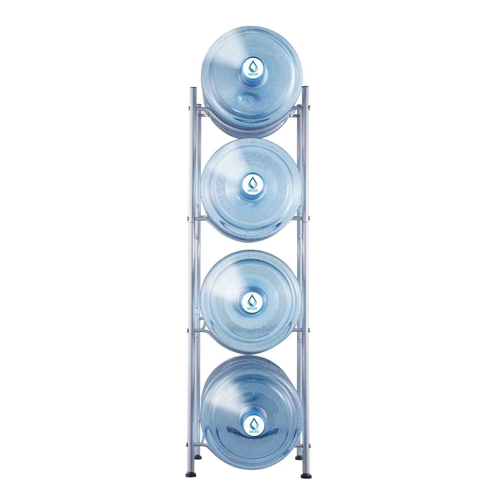 VEVOR 4 Tiers Water Jug Holder Single Row Water Bottle Rack for 4 Bottles Silver