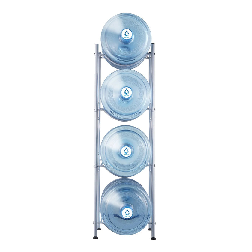 VEVOR 4 Tiers Water Jug Holder Single Row Water Bottle Rack for 4 Bottles Silver
