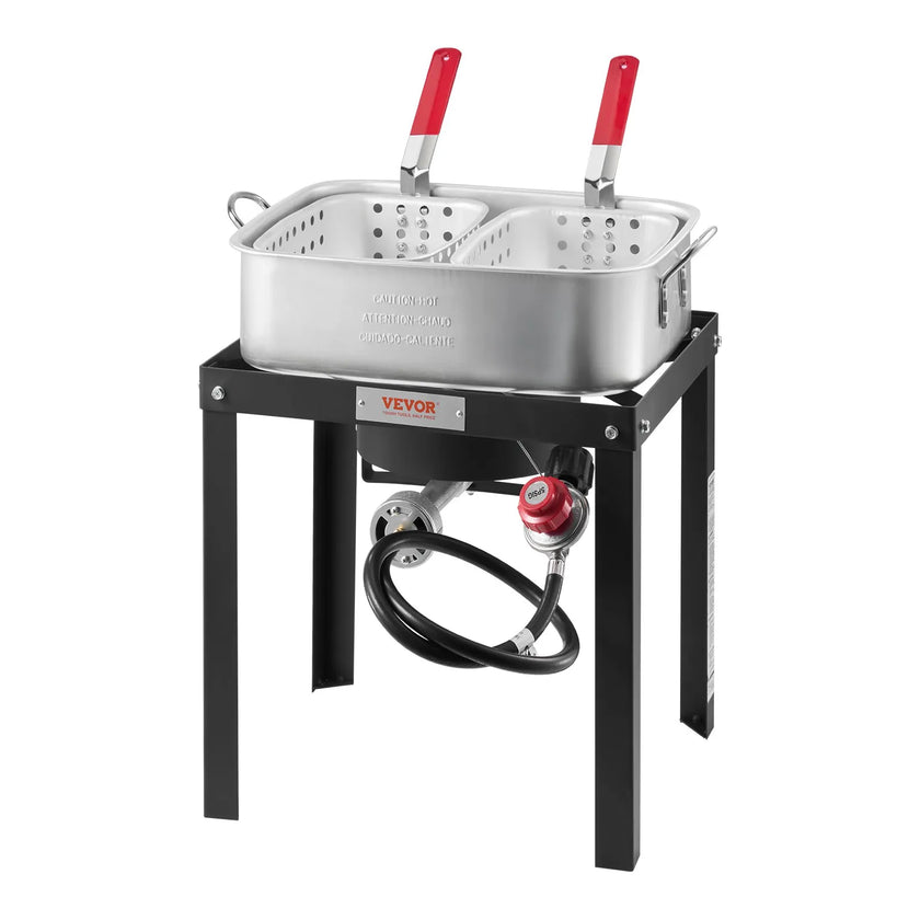VEVOR 18 Qt Fish and Wing Fryer Aluminum Outdoor Propane Deep Fryer Kit 2 Basket