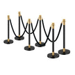 VEVOR 6 Pcs Stanchion Post with 4 Black Velvet Ropes Sand Injection Hollow Base