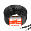 VEVOR 100FT Solar Panel Extension Cable 10AWG Waterproof PV 6mm² Cable Black