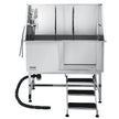 VEVOR 50 Inch Dog Grooming Bath Tub Stainless Steel w Stairs Water Filter