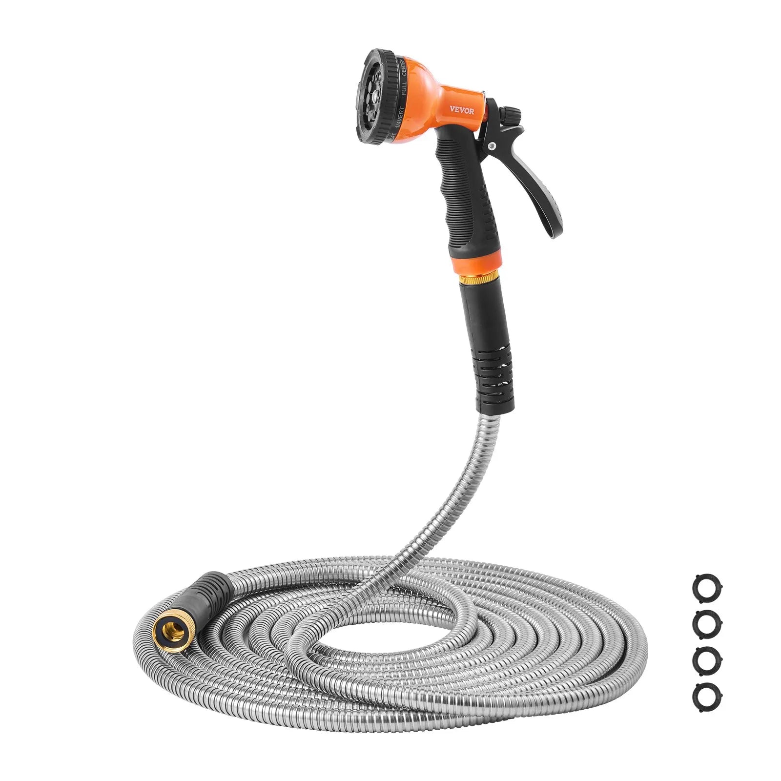 VEVOR 200ft Metal Garden Hose Stainless Steel Water Hose Lightweight No Kink