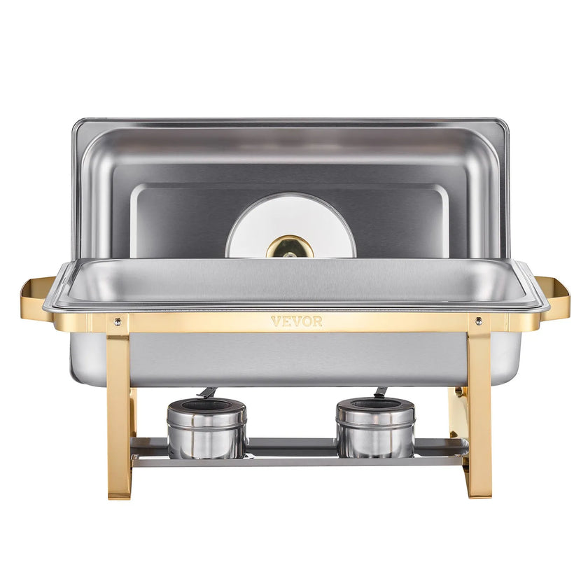 VEVOR 8 Qt 4 Pack Rectangle Chafing Dish Buffet Set Fullsize Pan Stainless Steel