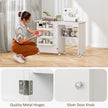 Sewing Machine Cabinet, Folding Sewing Table with Storage Shelf, Bins and Lockable Wheels for Small Space, White