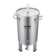 VEVOR 304 Stainless Steel Kettle, 8 GALLON Beer Brew Fermentor, Brew Bucket Fermentor for Brewing, Home Brewing Supplies with Base, Kettle Stock Pot Includes Lid, Handle, Valve, Spigot, Thermometer