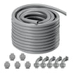 VEVOR 1-Inch Flexible Electrical Conduit, 100 ft, PVC Liquid-Tight Conduit Non-Metallic with 5 Straight and 5 90-Degree Conduit Connector Fittings, for Air Conditioning Motor Controller Pump, IP65