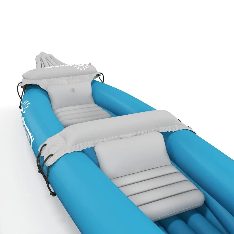 2-Person Inflatable Kayak, Foldable Inflatable Fishing Boat Canoe Set With Air Pump, Aluminum Oars, Blue