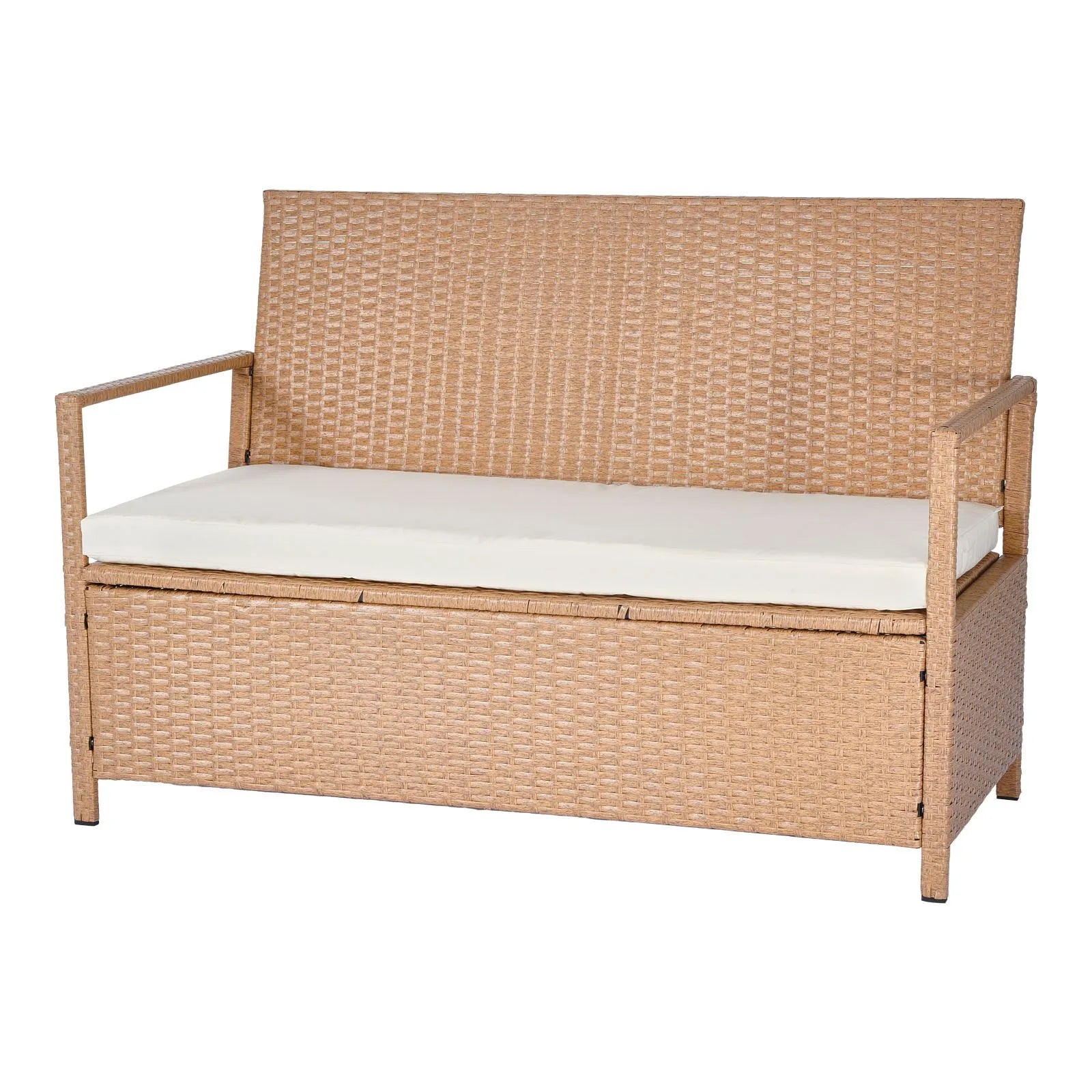 VEVOR Outdoor Storage Bench PE Rattan 70 Gal Deck Box Waterproof Outdoor Seat