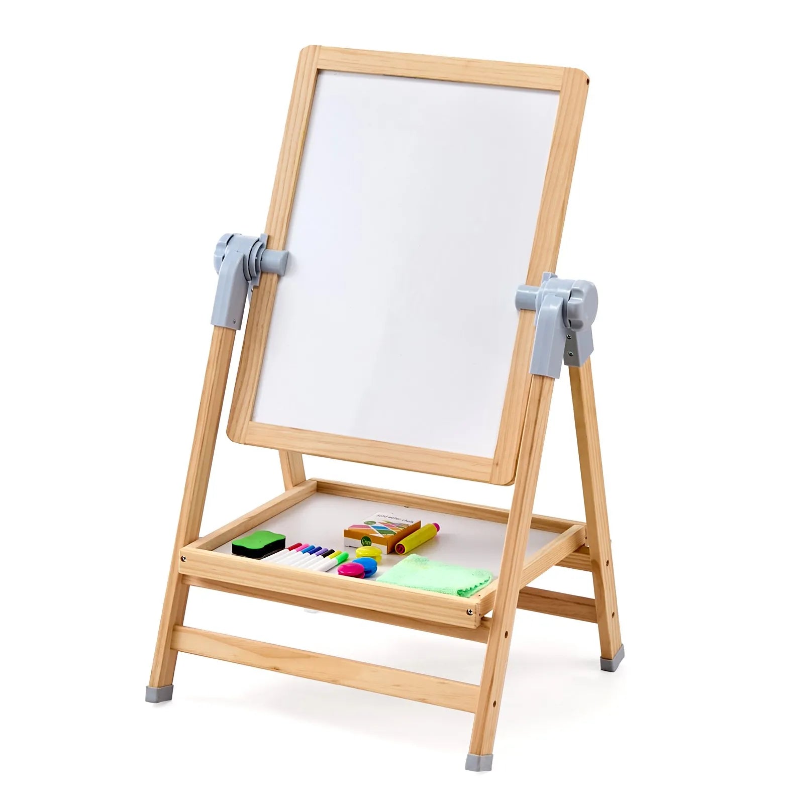 VEVOR 2-in-1 Kids Art Easel Double-Sided Wooden Magnetic Whiteboard Chalkboard