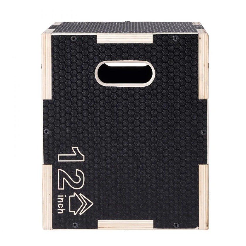VEVOR 3 in 1 Plyometric Jump Box, 16/14/12 Inch Wooden Plyo Box, Platform & Jumping Agility Box, Anti-Slip Fitness Exercise Step Up Box for Home Gym Training, Conditioning Strength Training, Black