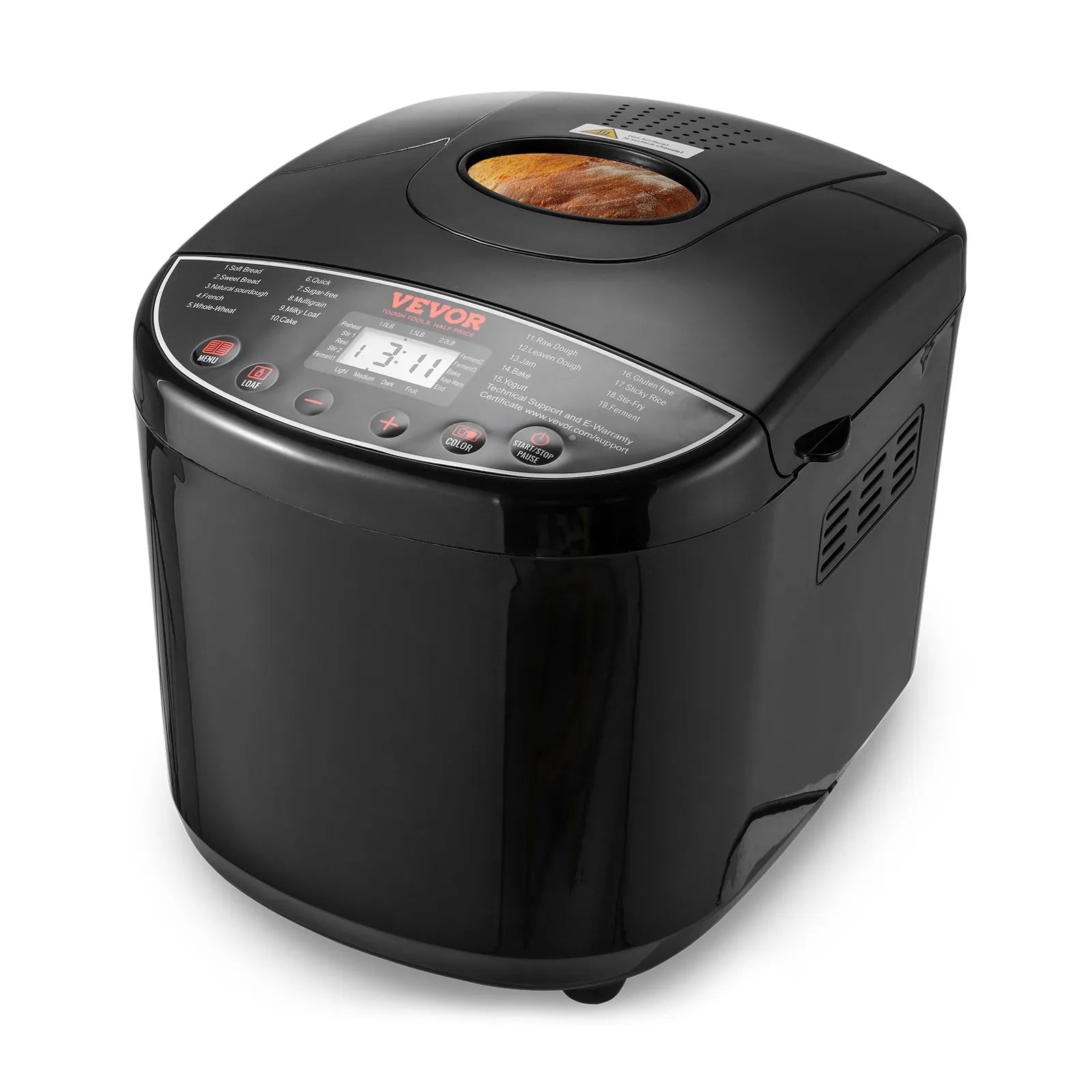 VEVOR 2LB 19-in-1 Bread Maker Automatic Compact Dough Machine Nonstick Inner Pot