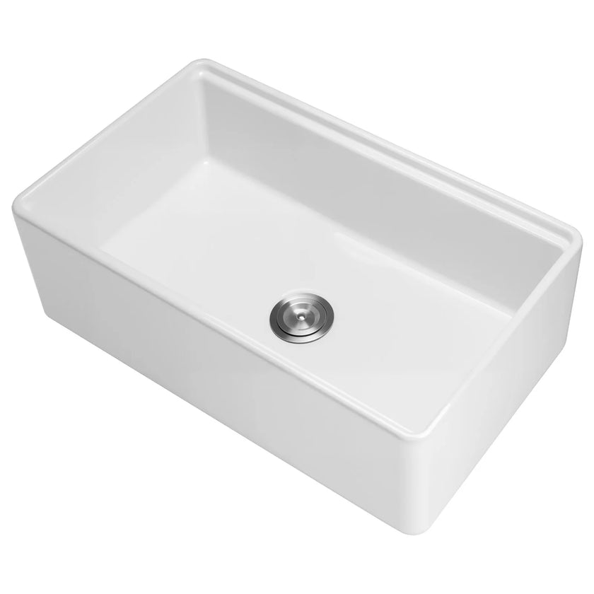 VEVOR 32.5 in Farmhouse Sink Undermount Kitchen Single Bowl Basin Fireclay White