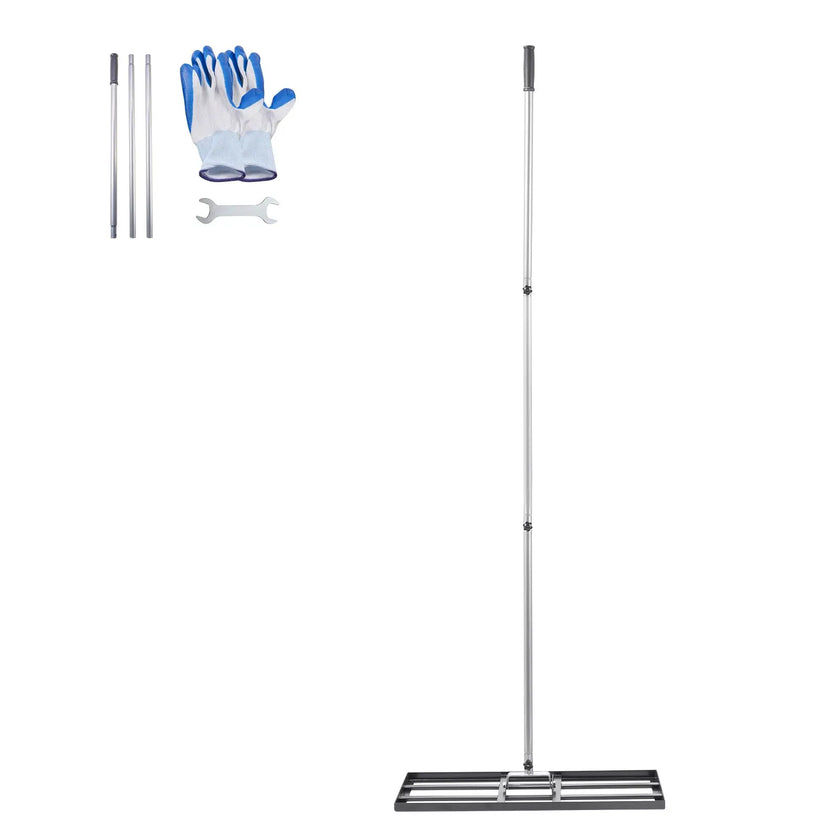 VEVOR 10x30in Lawn Leveling Rake 83.9 in Adjustable Handle for Yard Golf Court