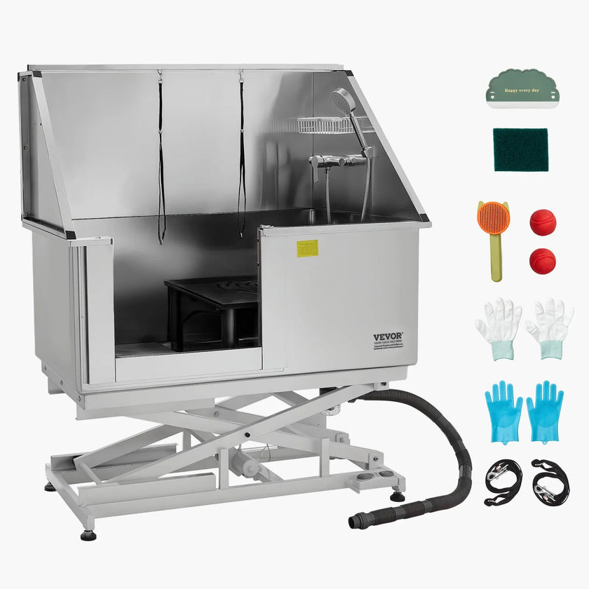 VEVOR 50inch Electric Dog Grooming Bath Tub Stainless Steel w Water Filter Left