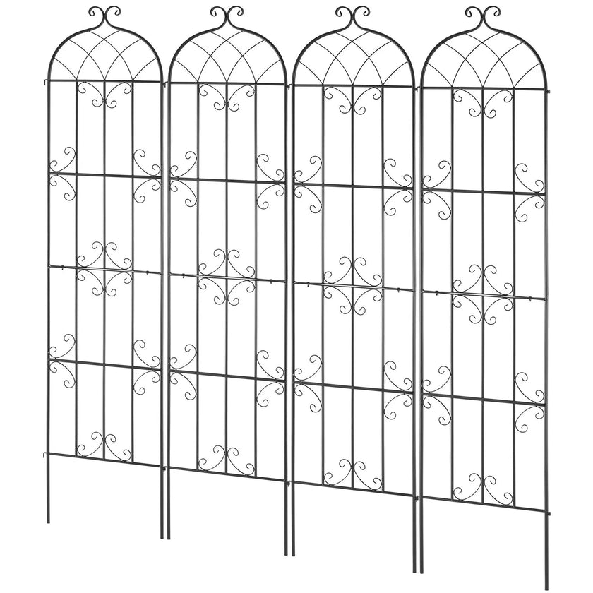 VEVOR 4 Packs Metal Garden Trellis for Climbing Plant Support 87x20 in Rustproof