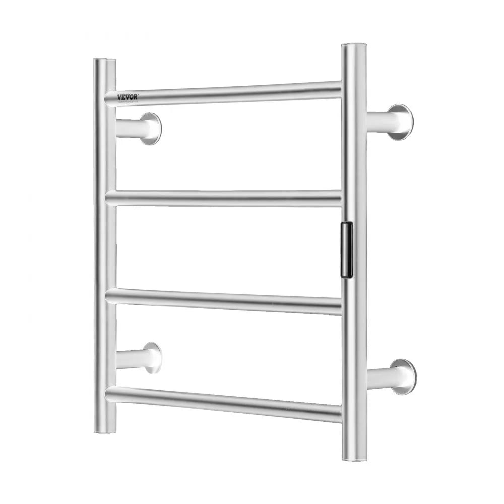VEVOR 4-Bar Towel Warmer Rack Wall Mounted Heated Towel Rack for Bathroom Silver