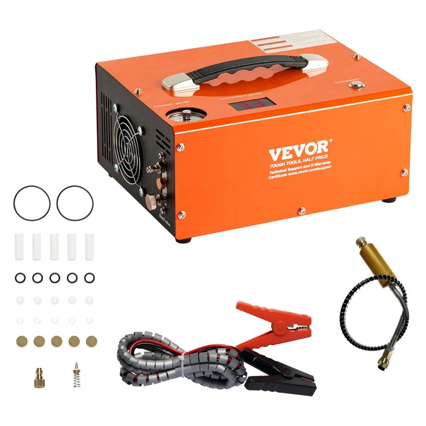 VEVOR PCP Air Compressor, 4500PSI Portable PCP Compressor with Built-in Converter, Auto-Stop | DC12V/AC120V | Oil & Water-Free Compressor Pump