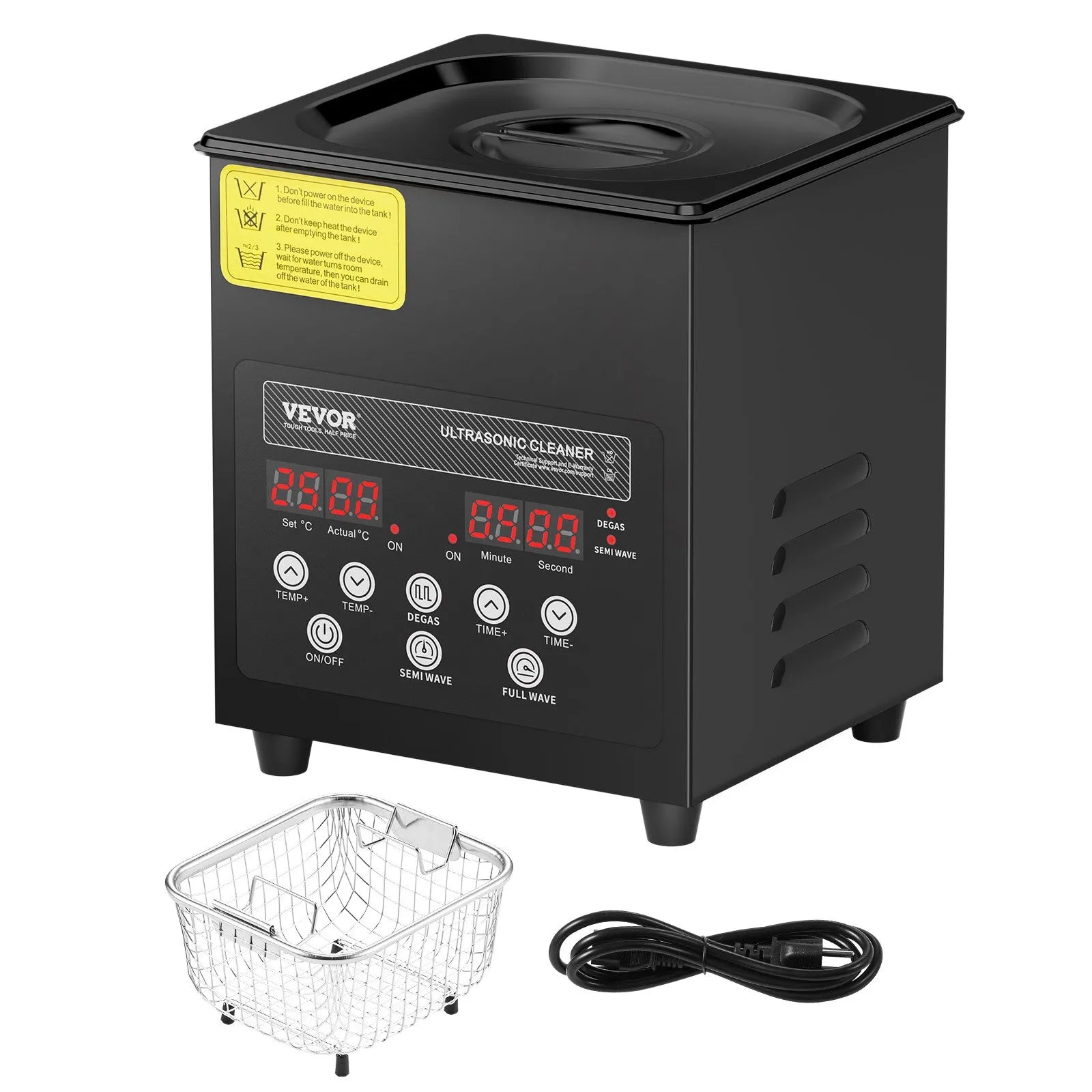 VEVOR 2L Ultra Sonic Cleaner Cleaning Machine with Basket Heater and Timer 60W