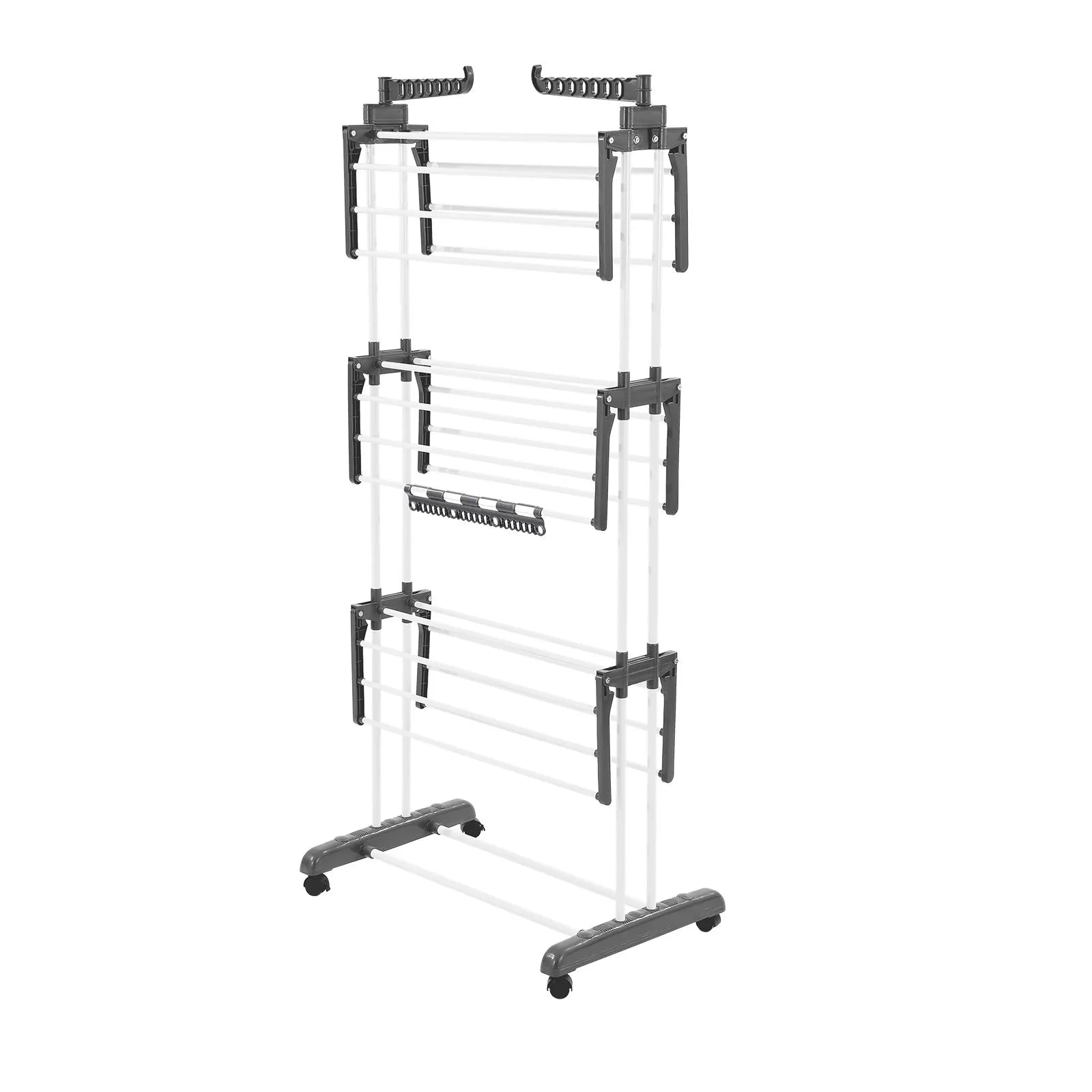 VEVOR 4-Tier Foldable Clothes Drying Rack with 24 Drying Poles and 4 Castors