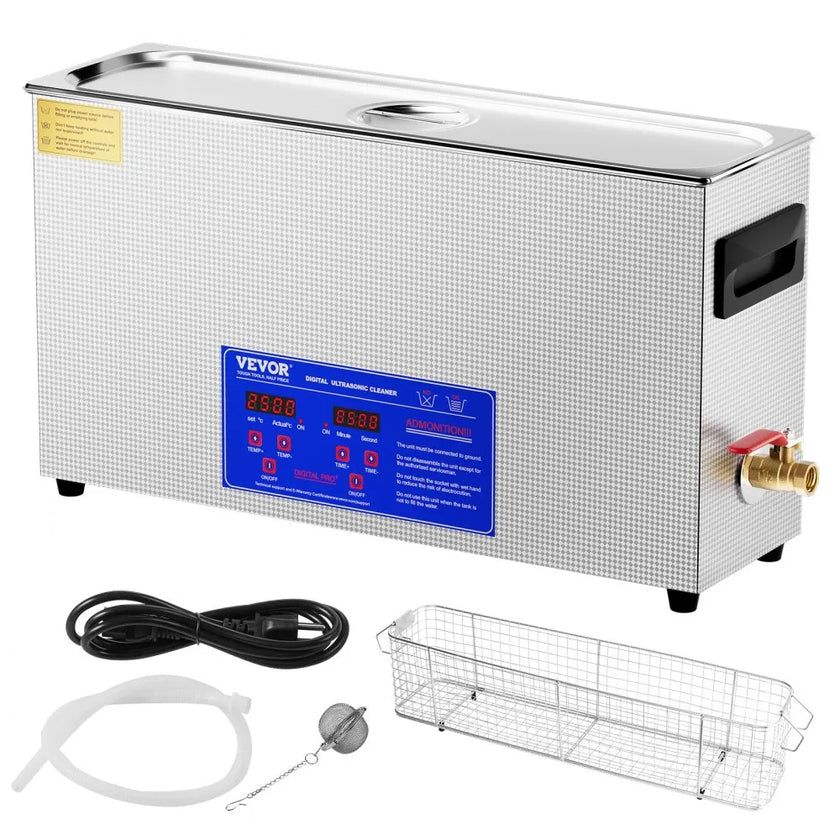 VEVOR 10L Ultrasonic Gun Cleaner 300W Ultra Sonic Cleaner Timer Heater Basket