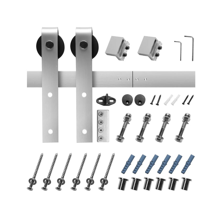 VEVOR 8FT Sliding Barn Door Hardware Kit for Single Sliding Barn Door Silver