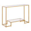 VEVOR 2-Tier Glass Console Table Rectangle Sofa Side Table with Anti-Tip Golden