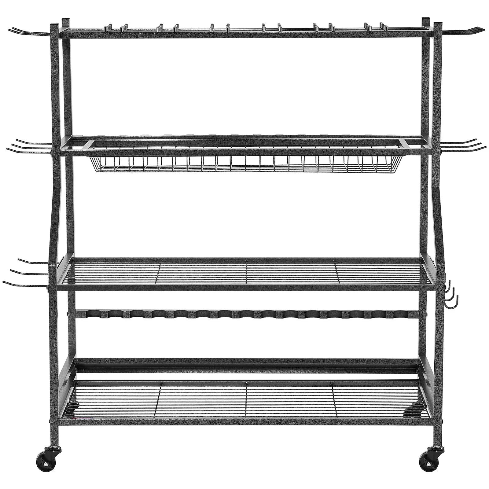 VEVOR 15 Pole Fishing Rod Holder Fishing Rack Cart Organizer for Garage Wheels