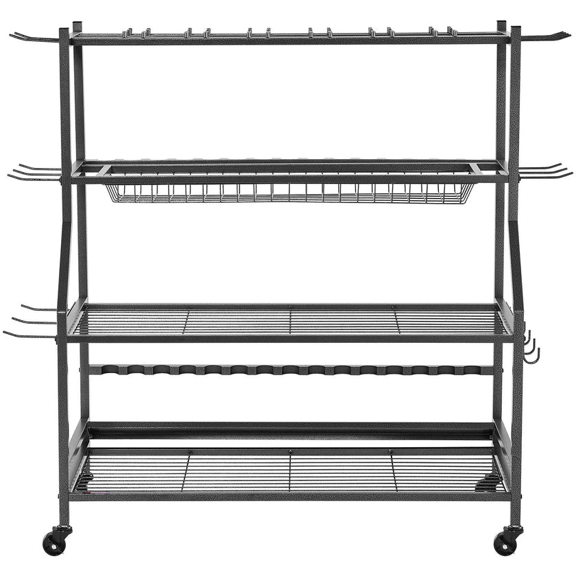 VEVOR 15 Pole Fishing Rod Holder Fishing Rack Cart Organizer for Garage Wheels