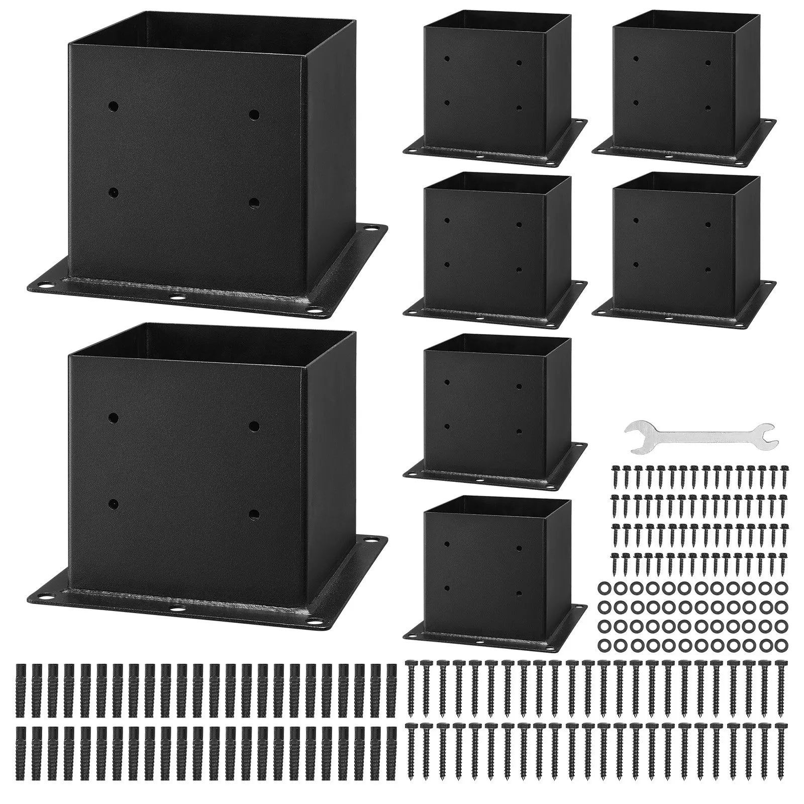 VEVOR 8 Pcs 4x4 Post Base Bracket Wood Fence Post Anchor Inner Size 3.6x3.6 in