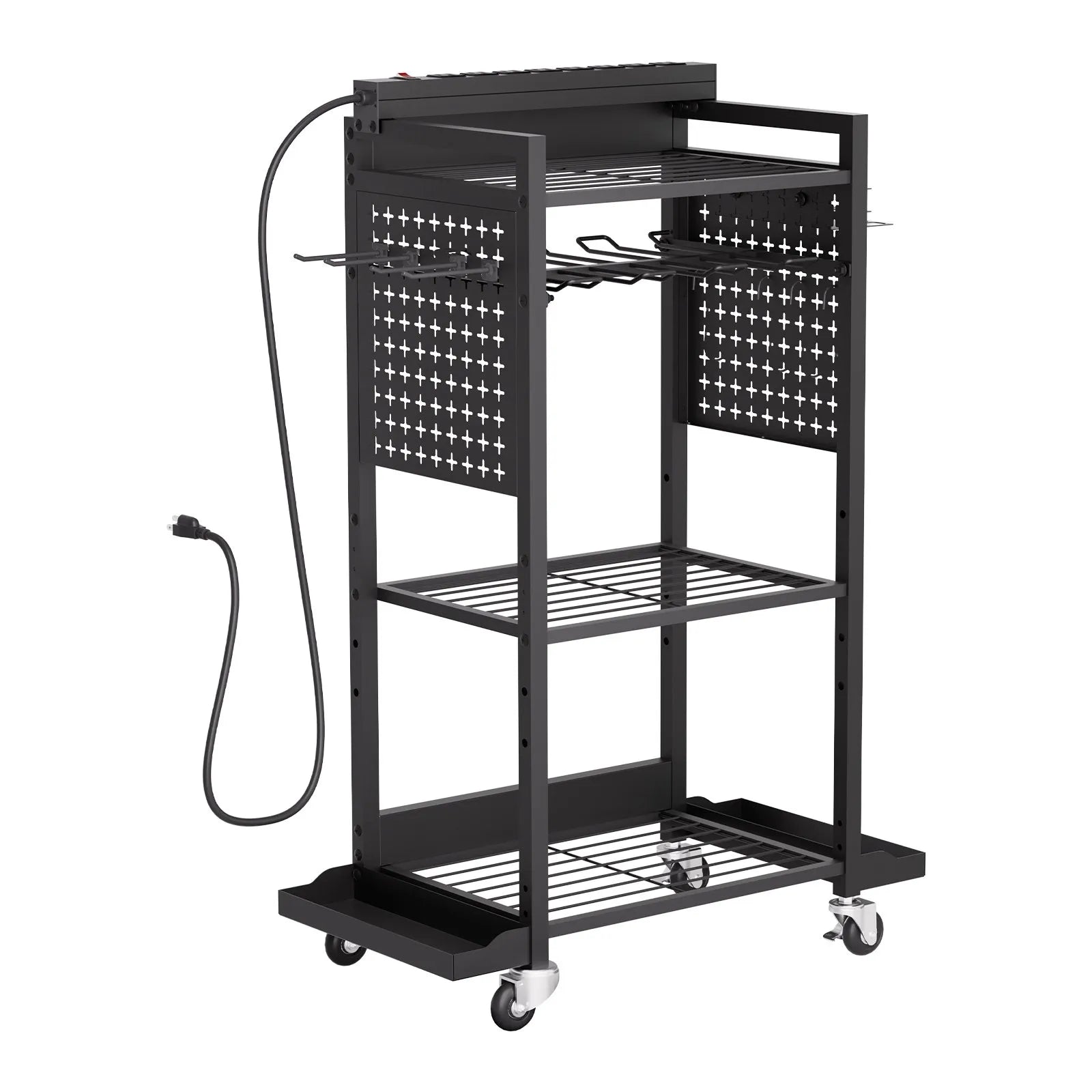 VEVOR 4-tier Tool Organizer Cart with Charging Station Garage Cart on Wheels