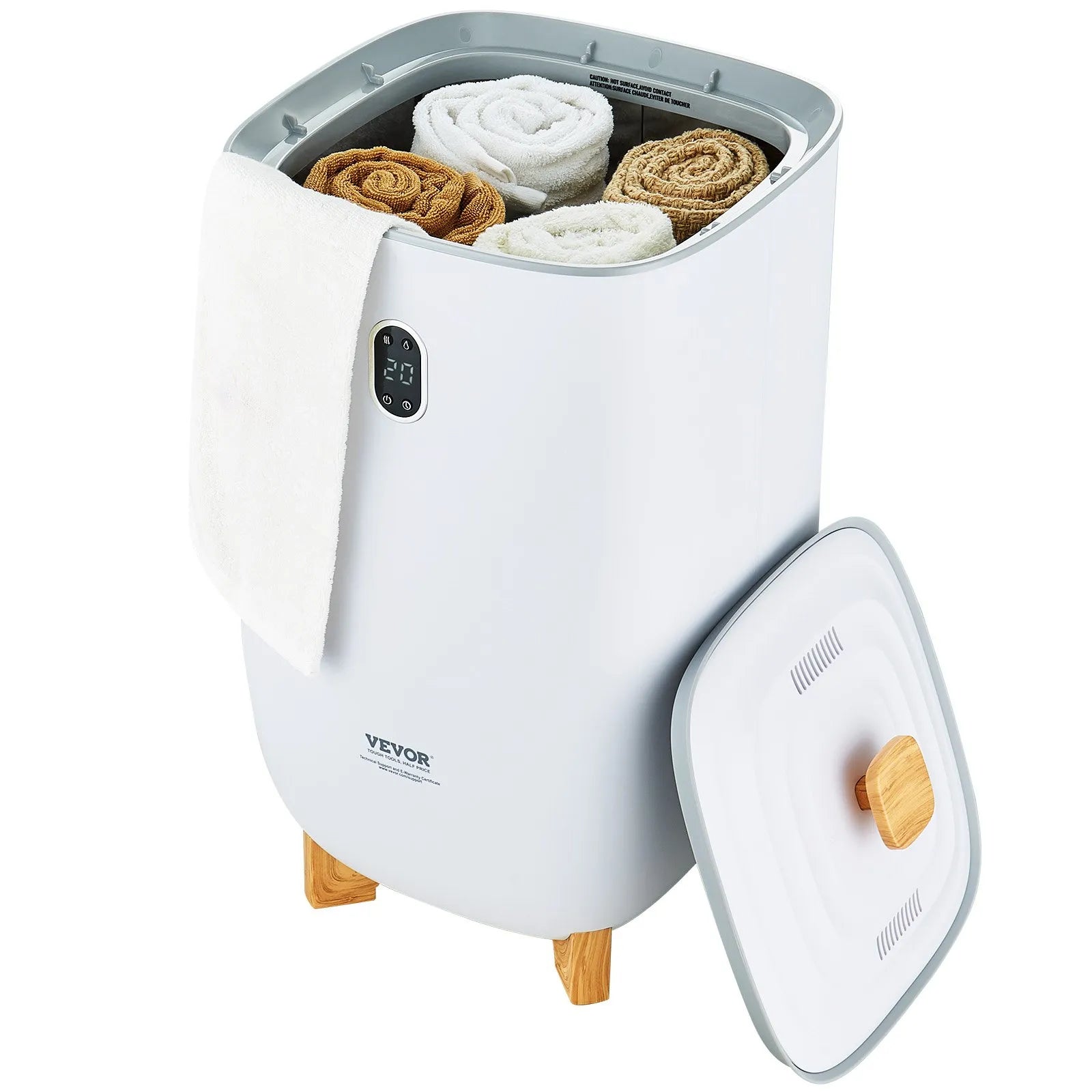VEVOR 35L Large Towel Warmer Bucket with LED Screen Drying Fuction & Timer White