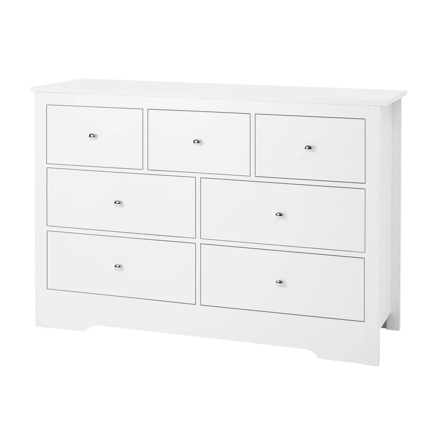 VEVOR 7 Drawer Dresser Wooden Chest of Drawers with Sliding with Anti-tip Device