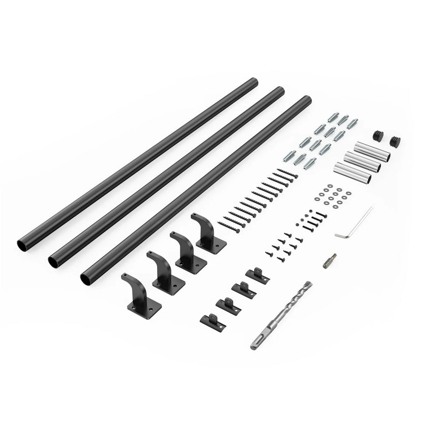 VEVOR 10ft Wall Mounted Stair Handrail Black Aluminum Indoor Outdoor Railing