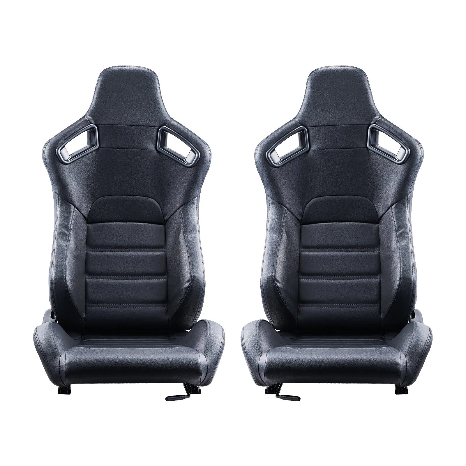 VEVOR 2 Set Racing Seat Adjustable Racing Chair with PVC Leather & Q235B Slider