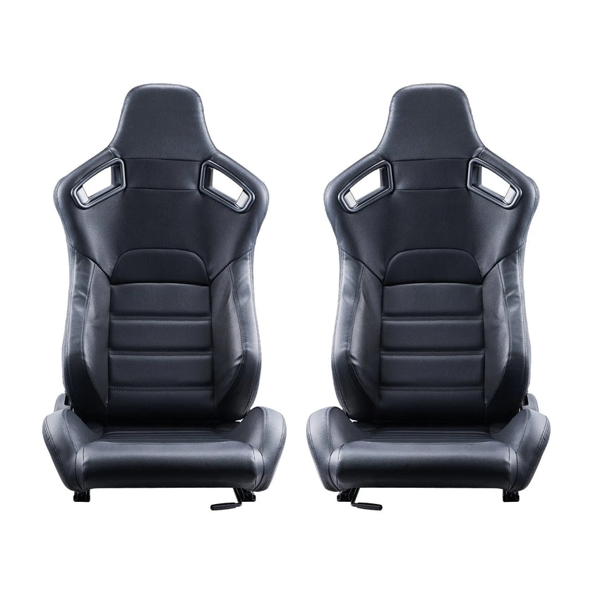 VEVOR 2 Set Racing Seat Adjustable Racing Chair with PVC Leather & Q235B Slider