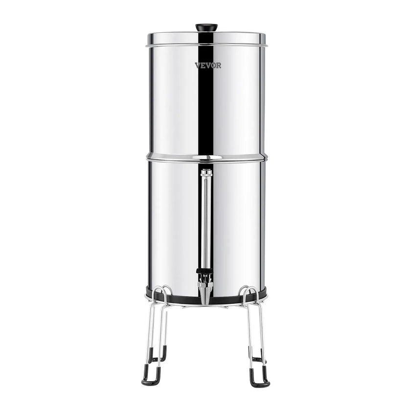 VEVOR 2.25G Gravity-fed Water Filter Countertop System Stainless Steel 4 Filters