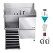 VEVOR 50 Inch Dog Grooming Bath Tub Stainless Steel w Ramp Faucet Left Door