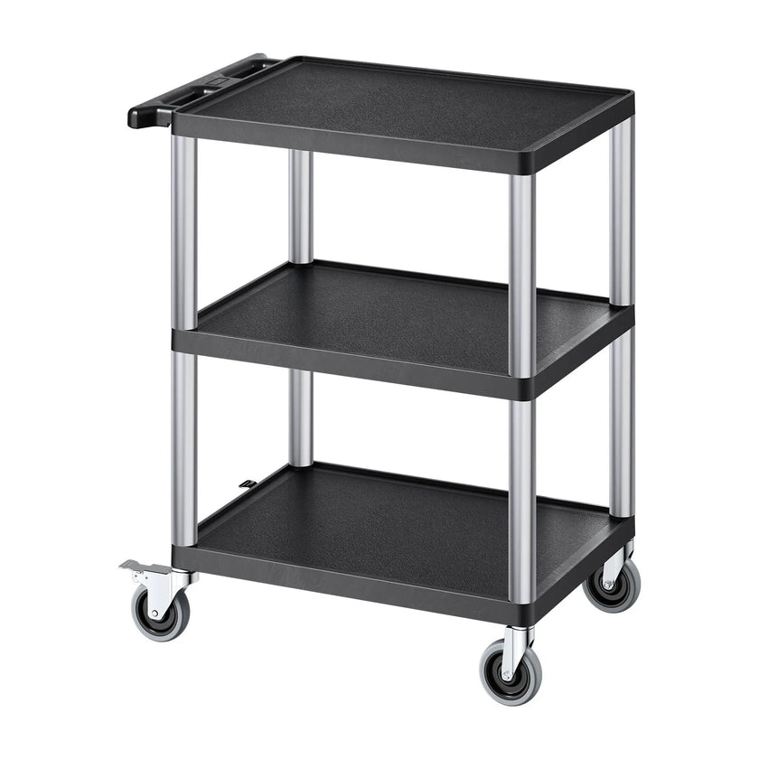 VEVOR 3-shelf Utility Cart 300 lbs 27.6 x 18.1-inch Service Cart with Wheels