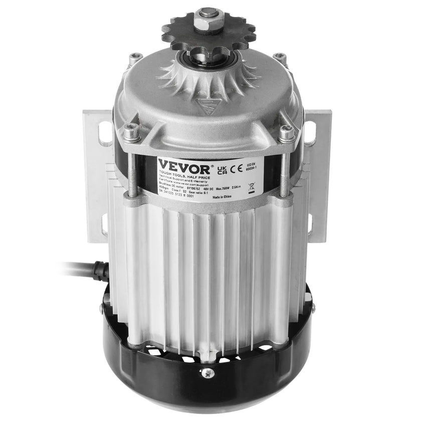 VEVOR 750W Electric Brushless DC Motor Kit 48V 2700rpm with Upgraded Controller
