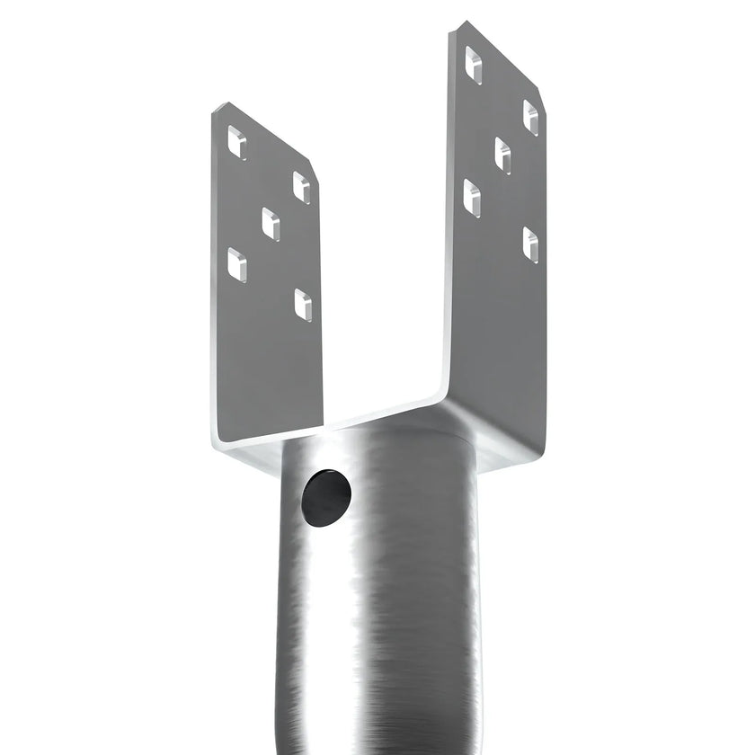 VEVOR No Dig Ground Anchor, 1 Pack 3.94 x 2.76 x 27.56 in DIY Screw in Post Stake, Includes 6 Lag Bolts & a Rebar, U-Shape Heavy Duty Steel Post Holder, Great for Mailbox Posts and Fence Posts