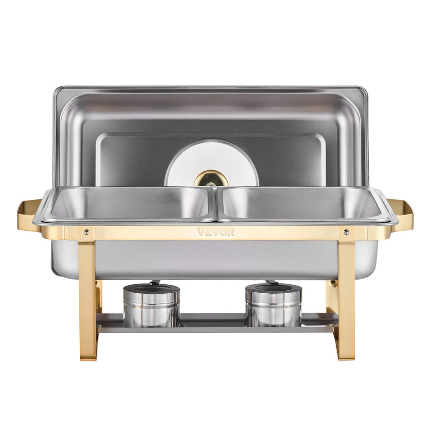 VEVOR 4 Qt 2 Pack Rectangle Chafing Dish Buffet Set Halfsize Pan Stainless Steel