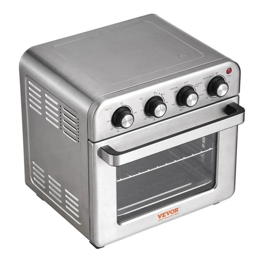 VEVOR 7-IN-1 Air Fryer Toaster Oven, 18L Convection Oven, 1700W Stainless Steel Toaster Ovens Countertop Combo with Grill, Pizza Pan, Gloves, 6 Slices Toast, 12-inch Pizza, Home and Commercial Use