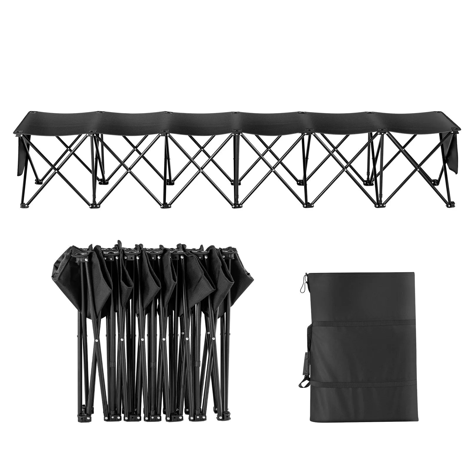 VEVOR 6 Seat Portable Folding Sport Bench Outdoor Camping Chair with Carry Bag